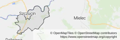 Mapa z zaznaczonym Szczucinem