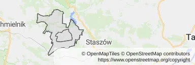 Mapa z zaznaczonym Szydłowem