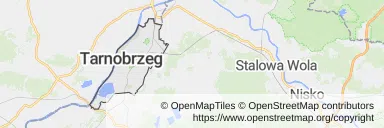 Mapa z zaznaczonym Tarnobrzegiem