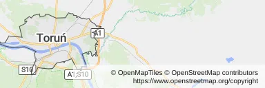 Mapa z zaznaczonym Toruniem
