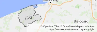 Mapa z zaznaczonym Trzebiatowem