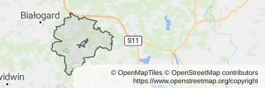 Mapa z zaznaczonym Tychowem