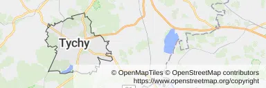 Mapa z zaznaczonym Tychami