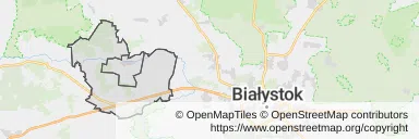 Mapa z zaznaczonym Tykocinem