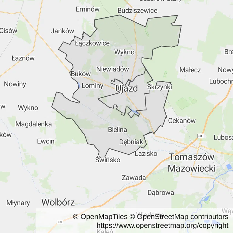 Mapa z zaznaczonym Ujeźdzem