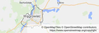 Mapa z zaznaczonym Wągrowcu
