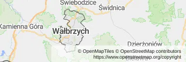 Mapa z zaznaczonym Wałbrzychu