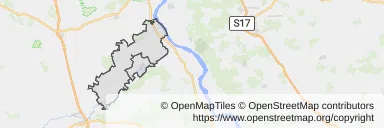Mapa z zaznaczoną Warką