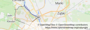 Mapa z zaznaczonymi Bielanami w Warszawie