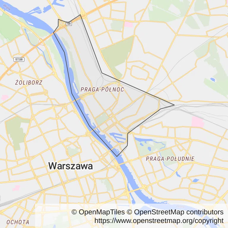Mapa z zaznaczonym Północem w Warszawie