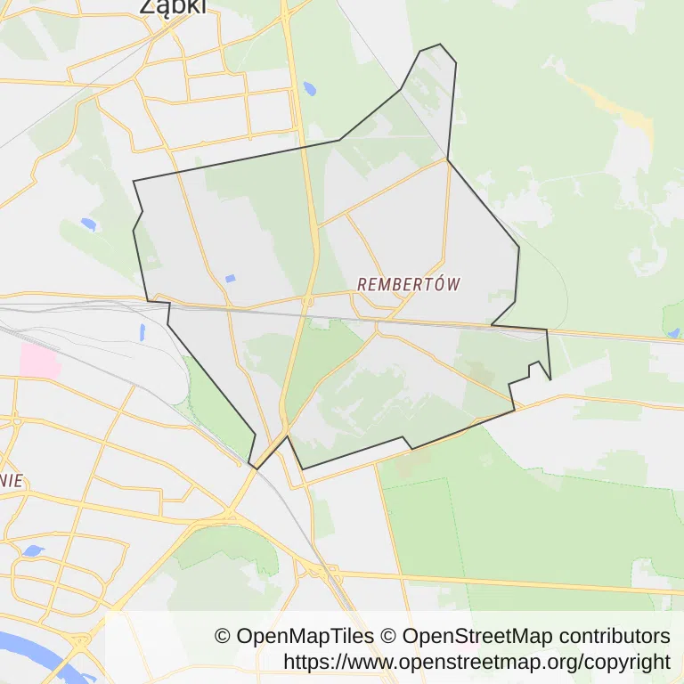 Mapa z zaznaczonym Rembertowem w Warszawie