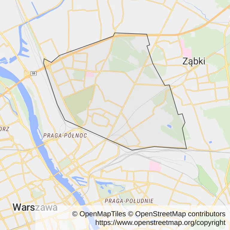 Mapa z zaznaczonym Targówkiem w Warszawie