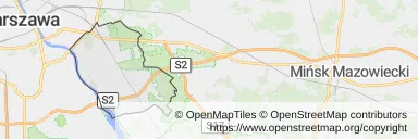 Mapa z zaznaczonym Wawrem w Warszawie