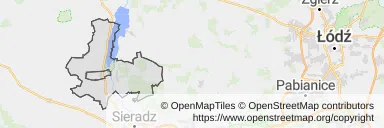 Mapa z zaznaczoną Warcem