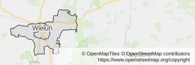 Mapa z zaznaczonym Wieluniu