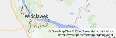 Mapa z zaznaczonym Włocławkiem
