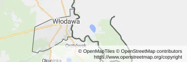 Mapa z zaznaczoną Włodawem