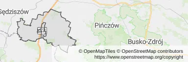 Mapa z zaznaczonym Wodzisławiu