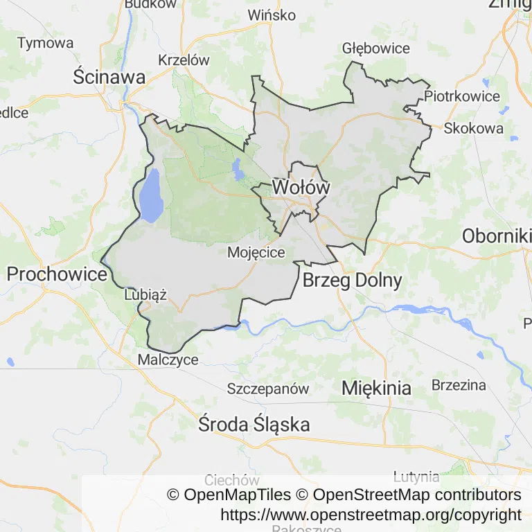 Mapa z zaznaczonym Wołowem