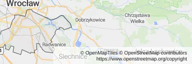 Mapa z zaznaczonymi Krzykiem we Wrocławiu