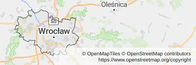 Tomografia komputerowa na NFZ — Mapa z zaznaczonym Wrocławiem