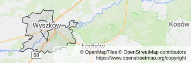 Mapa z zaznaczonym Wyszkowem