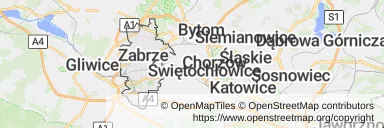 Mapa z zaznaczonym Zabrzem