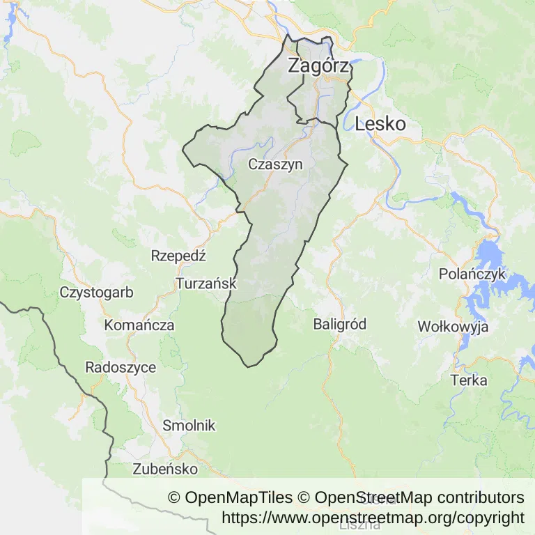 Mapa z zaznaczonym Zagórzem