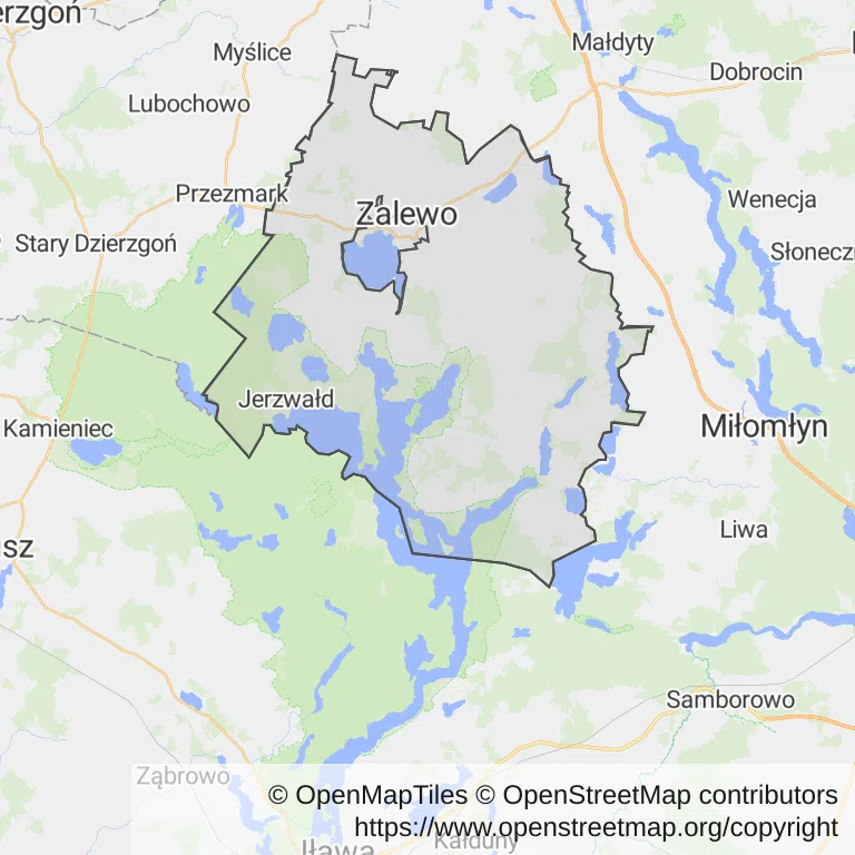 Mapa z zaznaczonym Zalewem