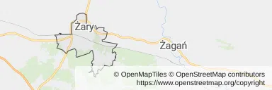 Mapa z zaznaczonym Żarami