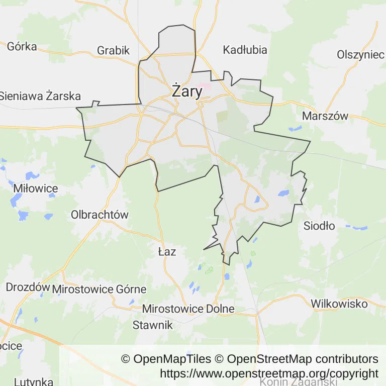 Mapa z zaznaczonym Żarami