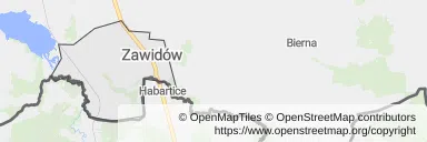 Mapa z zaznaczonym Zawidowem