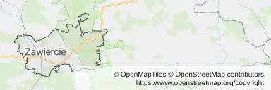 Mapa z zaznaczonym Zawierciu