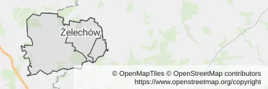 Mapa z zaznaczonym Żelechowem