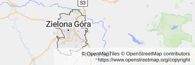 Mapa z zaznaczoną Zieloną Górą