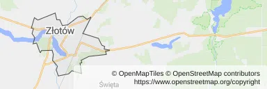 Mapa z zaznaczonym Złotowem