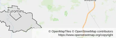 Mapa z zaznaczonym Żurominem