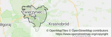 Mapa z zaznaczonym Zwierzyńcu
