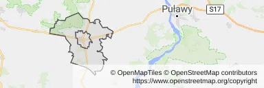 Mapa z zaznaczonym Zwoleniu