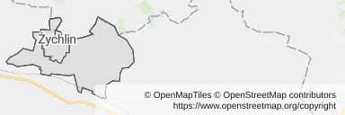 Mapa z zaznaczonym Żychlinem