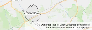 Mapa z zaznaczonym Żyrardowem