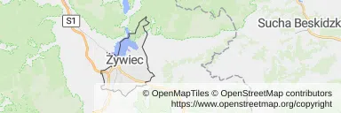 Mapa z zaznaczonym Żywcu